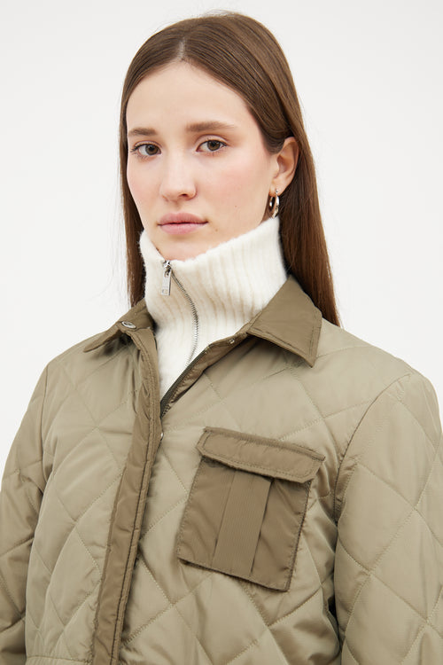 Ganni Green Nylon Quilted Jacket