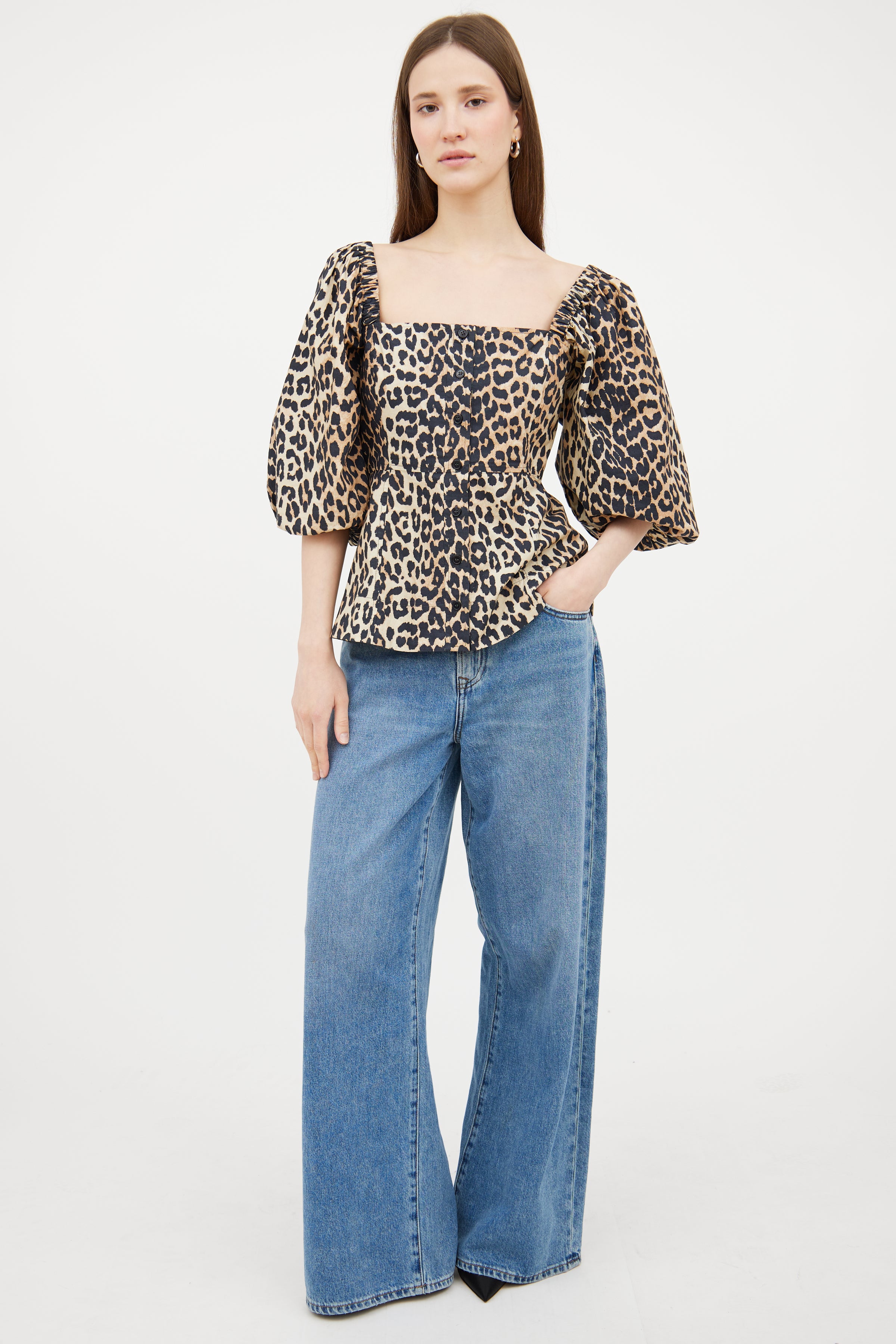 Ganni // Brown & Black Patterned Top VSP Consignment Ganni // Brown & Black Patterned Top VSP Consignment