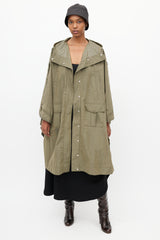Ganni Khaki Green Ripstop Rain Cape