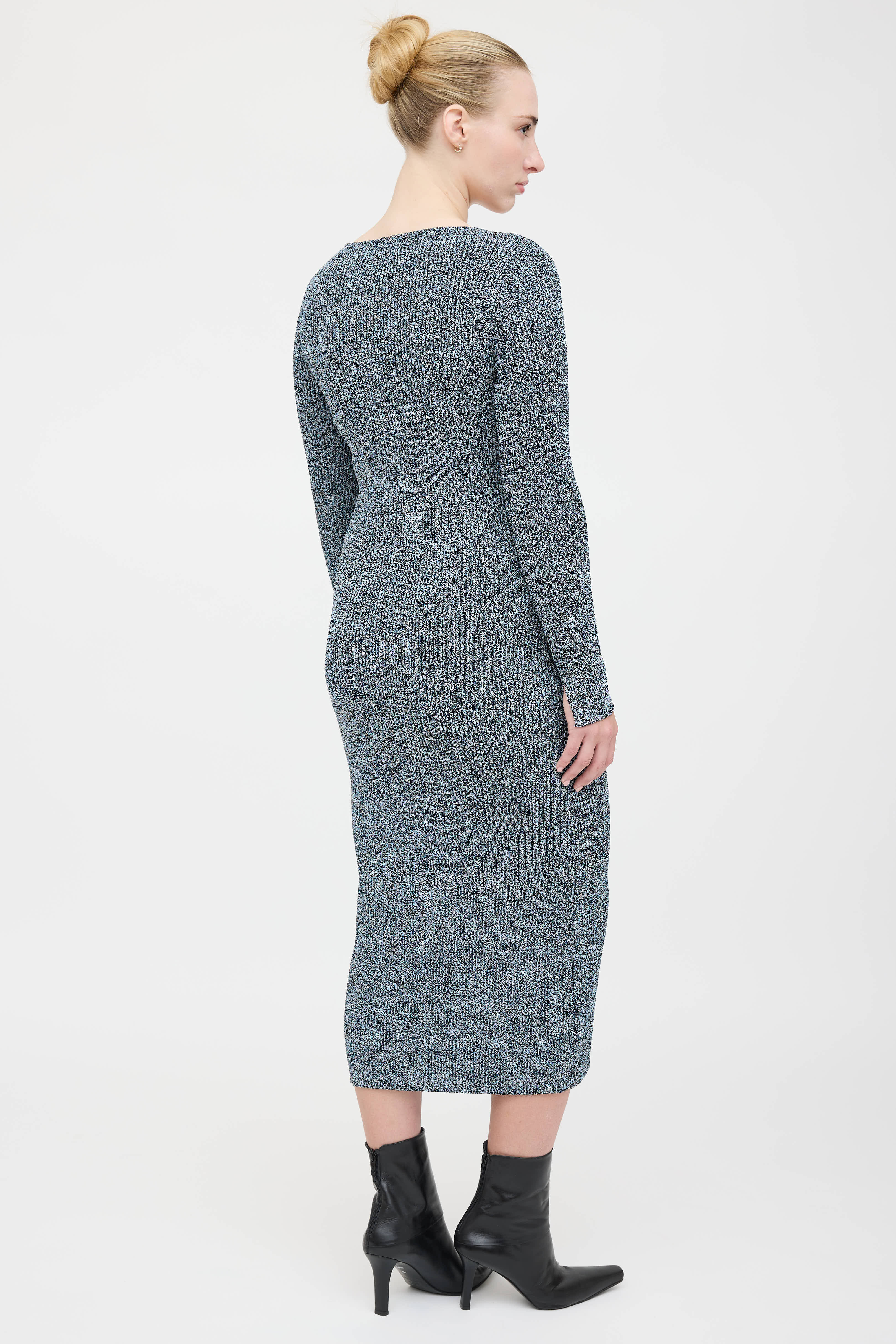 ganni knit midi dress GANNI Mlange ribbed-knit midi dress