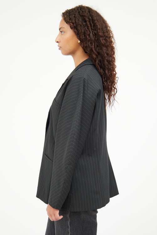 Ganni Black Pinstripe Blazer