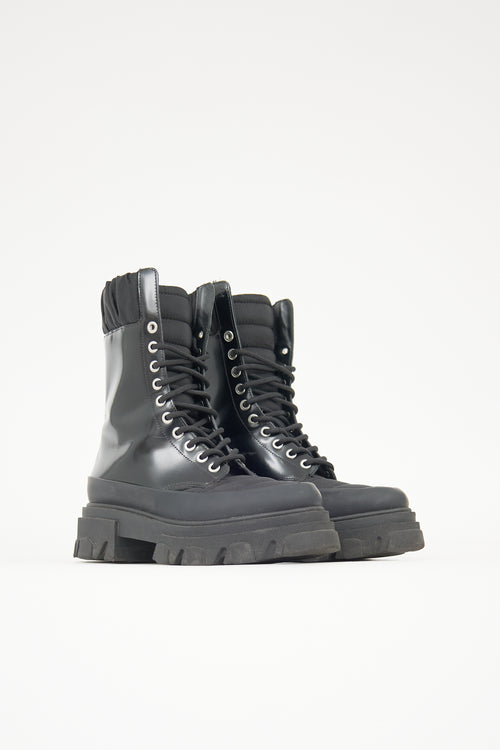 Ganni Leather Combat Boot