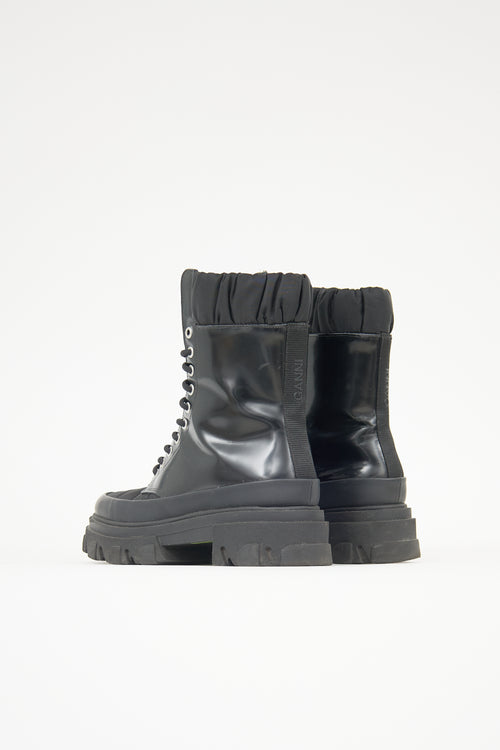Ganni Leather Combat Boot