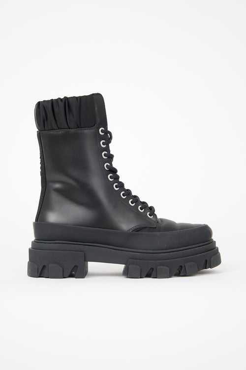 Ganni Leather Combat Boot
