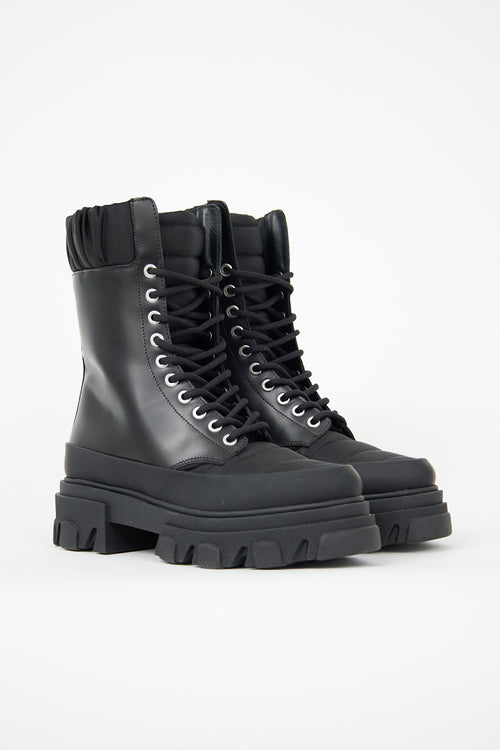Ganni Leather Combat Boot