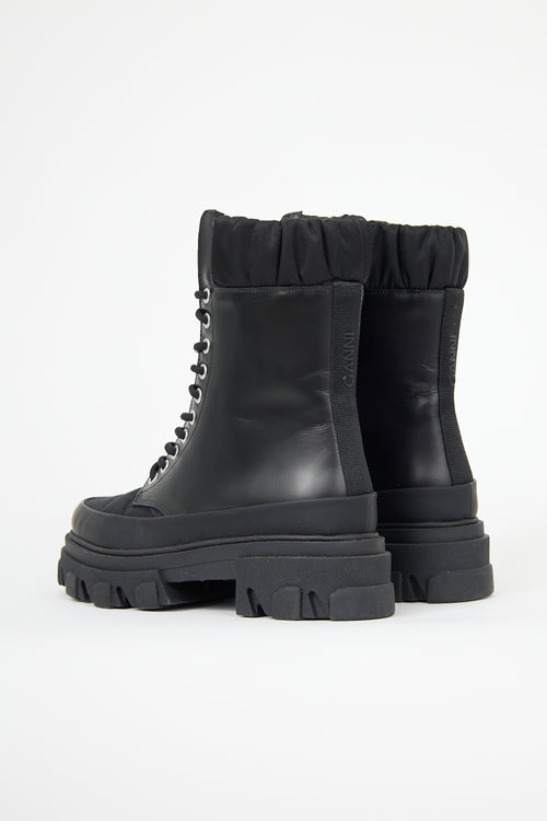 Ganni Leather Combat Boot