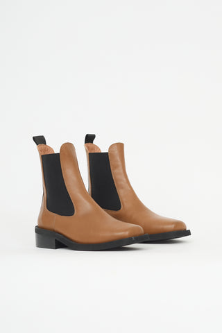 Ganni Leather Wide Welt Boot