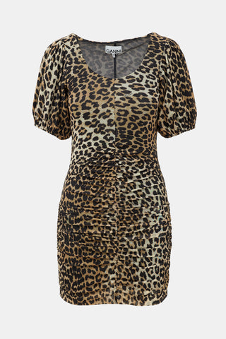 Ganni Mesh Printed Mini Dress