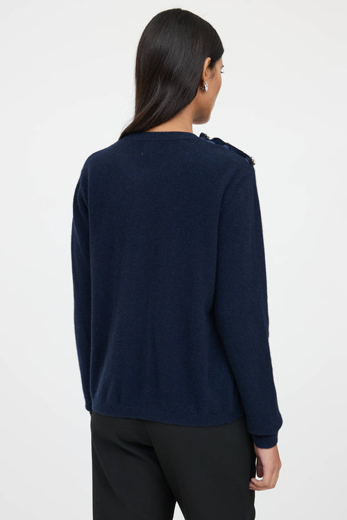 Ganni Cashmere Jewel Snap Knit Sweater