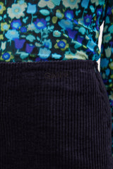 Ganni Navy Corduroy Mini Skirt