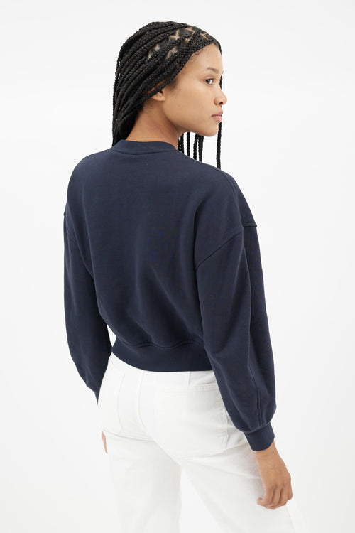 Ganni Navy & White Logo Sweatshirt
