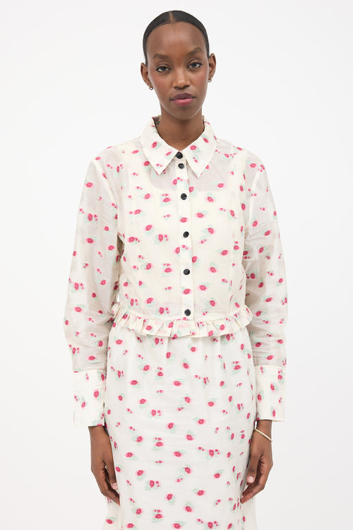 Ganni Organza Floral Jacquard Shirt