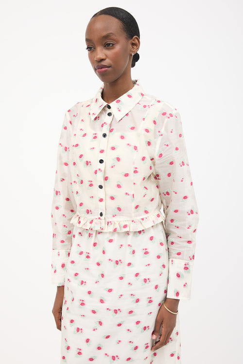 Ganni Organza Floral Jacquard Shirt