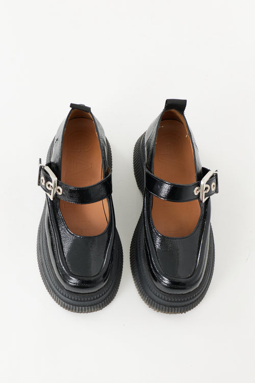 Ganni Patent Mary Jane Platform Flat