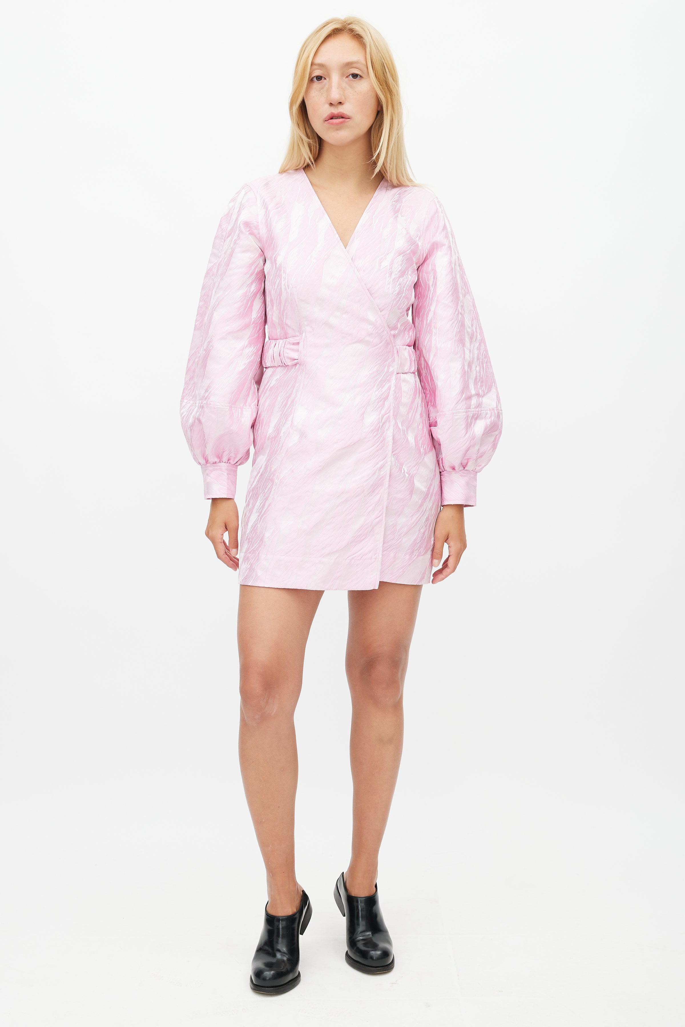 Ganni // Pink Jacquard Wrap Dress – VSP Consignment Ganni // Pink Jacquard Wrap Dress – VSP Consignment
