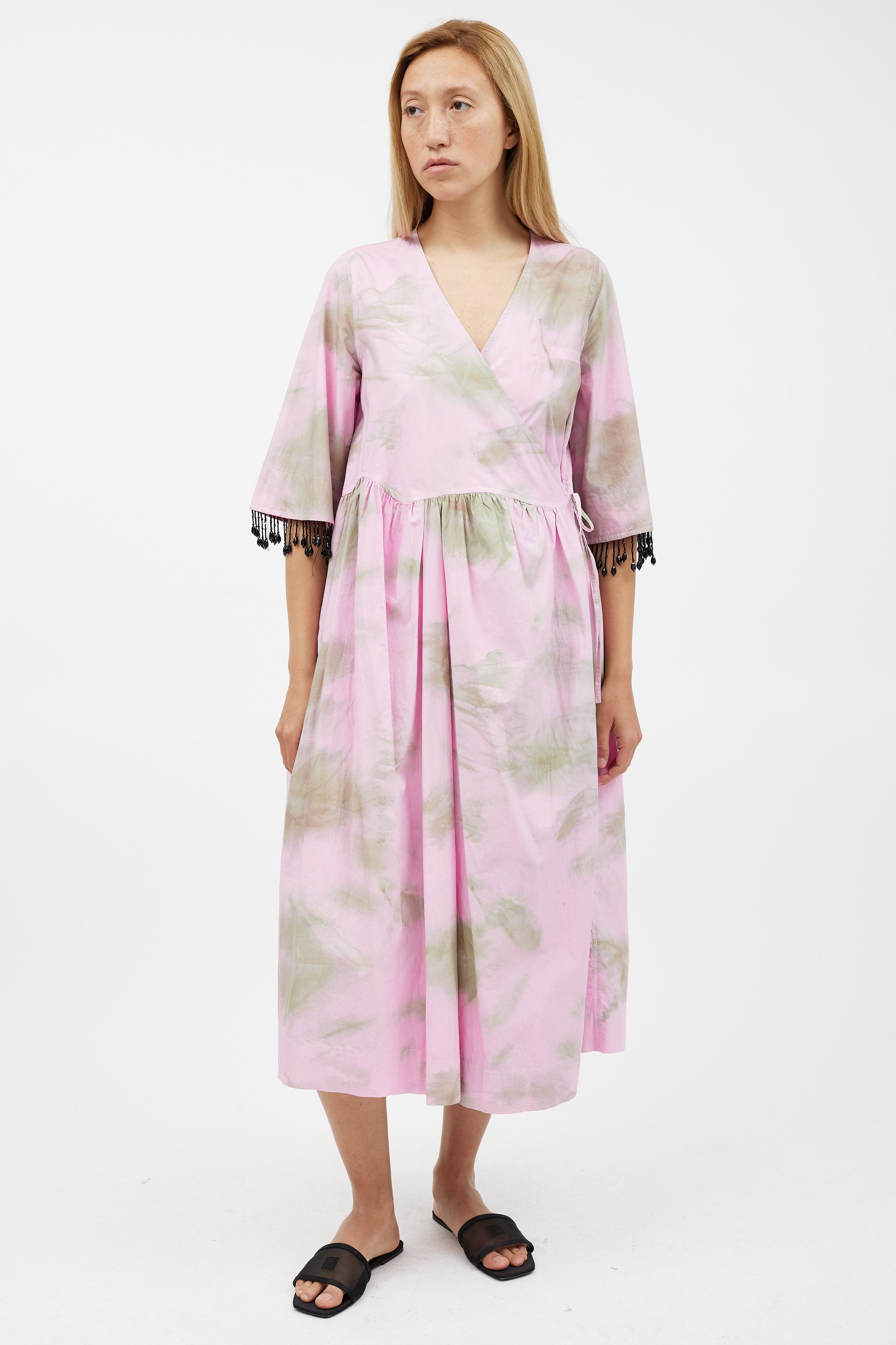 Ganni // Pink & Green Tie Dye Wrap Dress VSP Consignment Ganni // Pink & Green Tie Dye Wrap Dress VSP Consignment