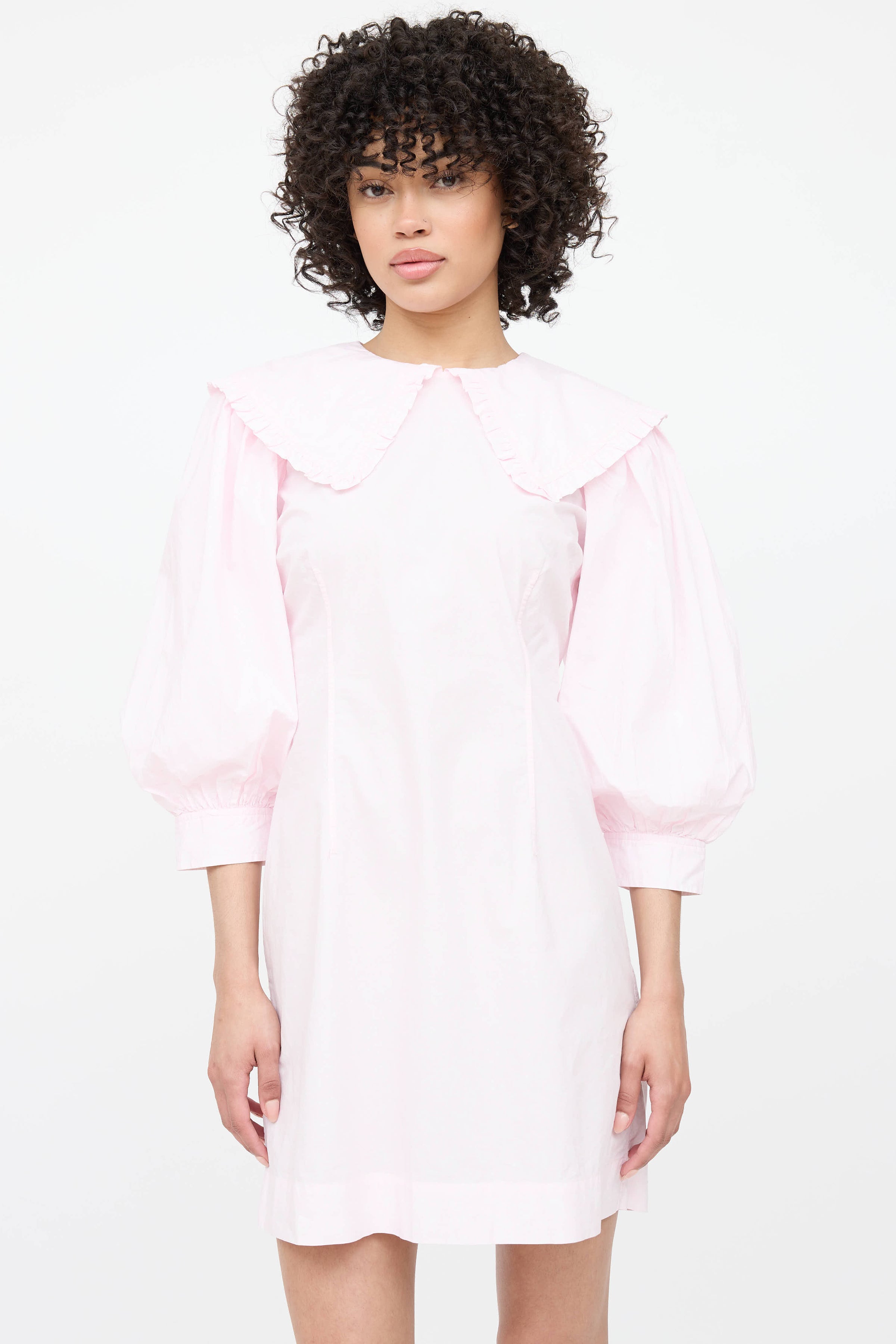 ganni pink dress Ganni // Patterned Puff Dress – VSP Consignment