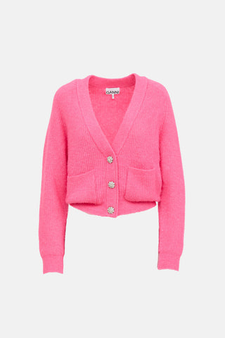 Ganni Wool Crystal Embellished Cardigan