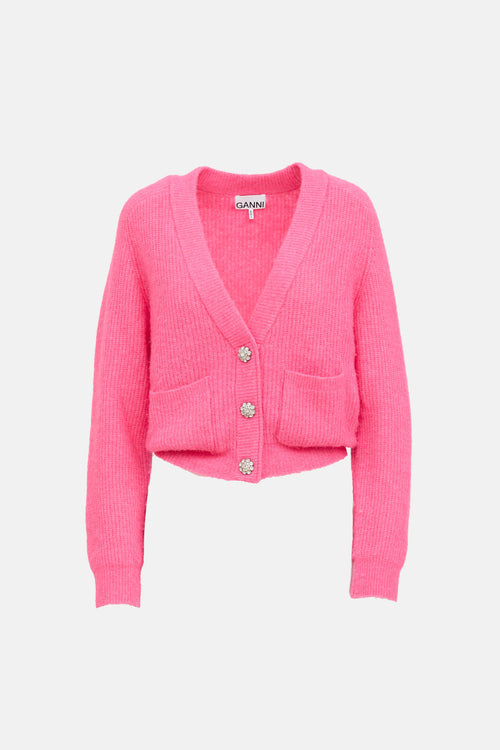 Ganni Wool Crystal Embellished Cardigan