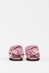 Ganni Pink Ruched Satin Mule