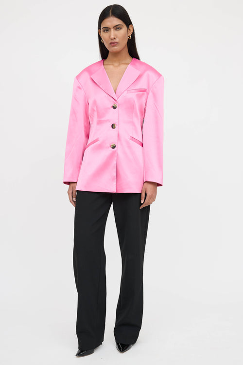 Ganni Satin Buttoned Blazer