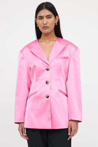 Ganni Satin Buttoned Blazer