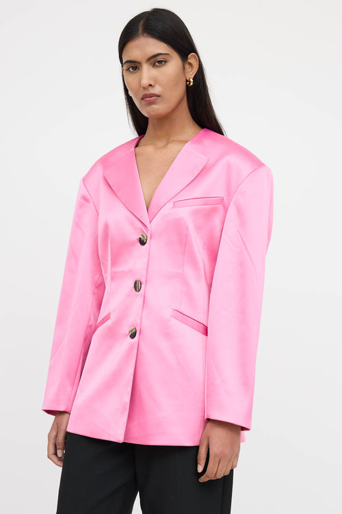 Ganni Satin Buttoned Blazer