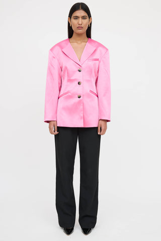 Ganni Satin Buttoned Blazer