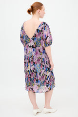 Ganni Pleated Georgette Floral Dress