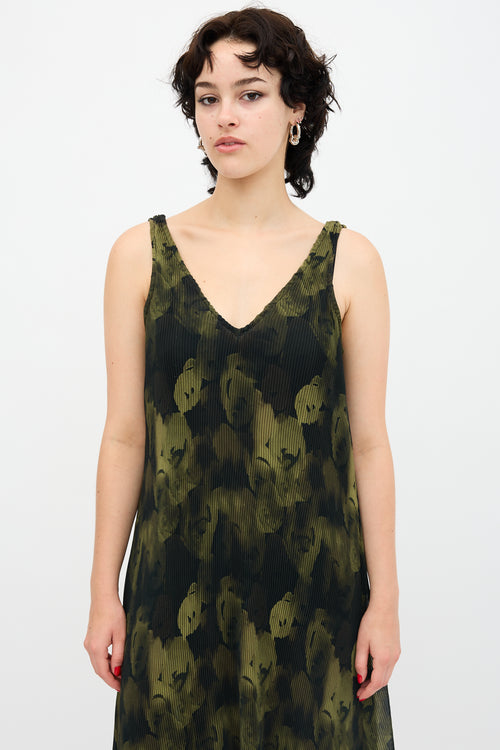 Ganni Pleated Georgette Midi Dress