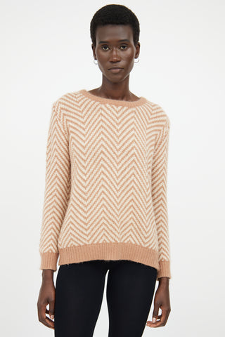 Ganni Beige & Cream Wool Top