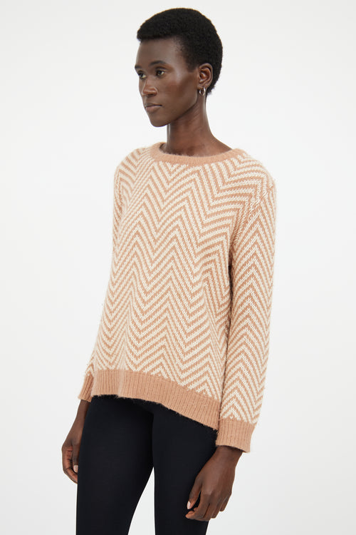 Ganni Beige & Cream Wool Top