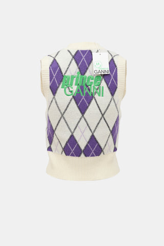 Ganni X Prince Wool Argyle Vest