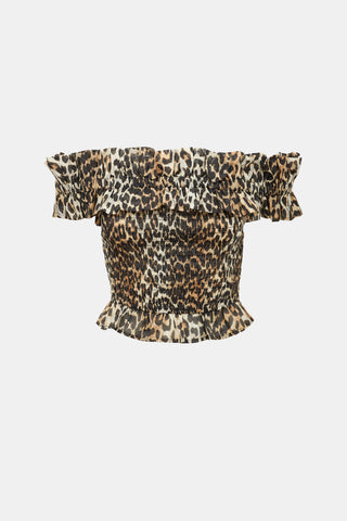 Ganni Printed Off Shoulder Top