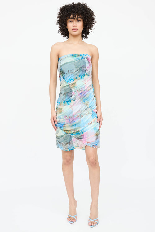 Ganni Printed Ruched Tube Dress