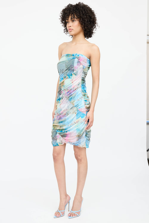 Ganni Printed Ruched Tube Dress