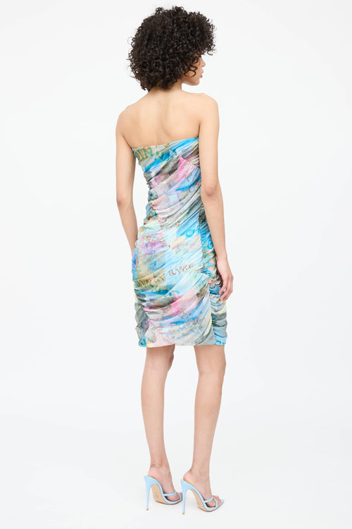 Ganni Printed Ruched Tube Dress