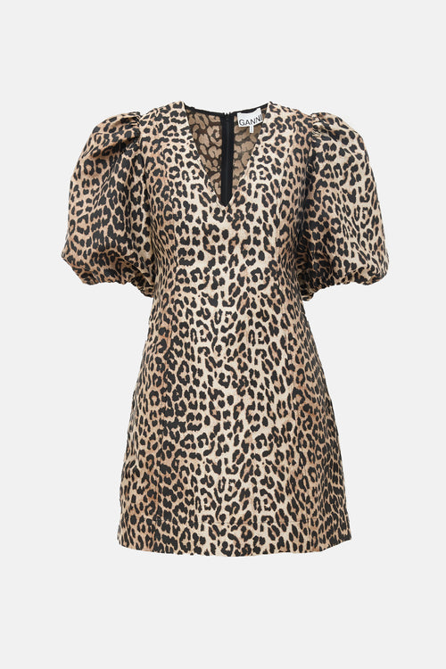 Ganni Printed V-Neck Dress