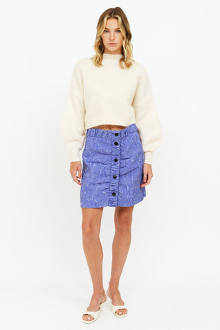 Ganni Purple 3D Jacquard Button Mini Skirt