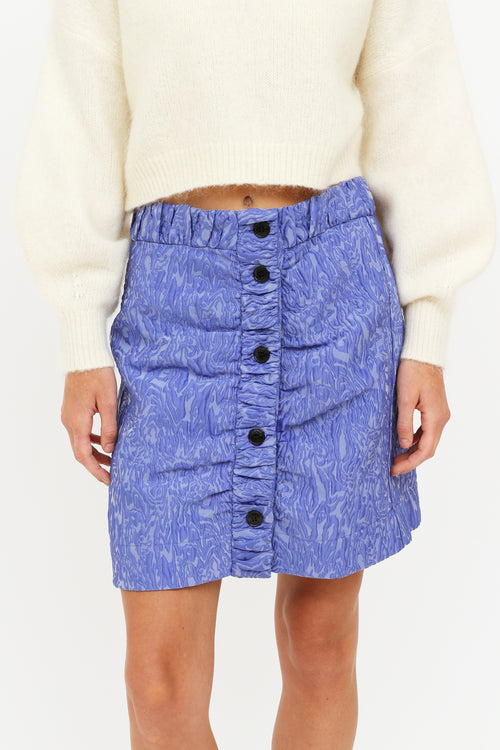 Ganni Purple 3D Jacquard Button Mini Skirt