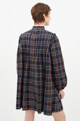 Ganni Red & Multicolour Pleated Plaid Dress