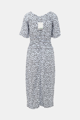 Ganni Ruched Floral Dress