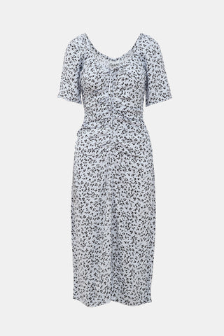 Ganni Ruched Floral Dress