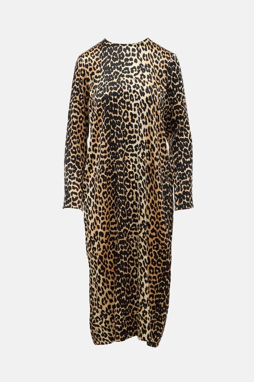 Ganni Silk Satin Printed Dress