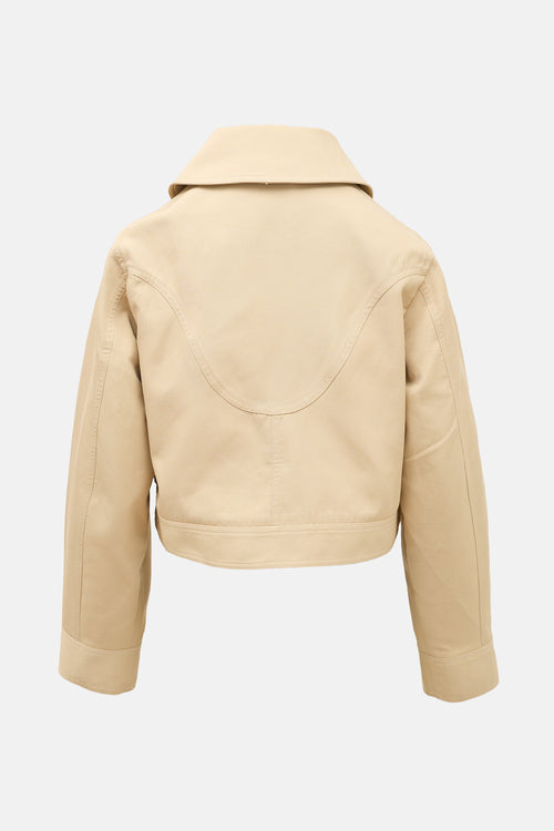 Ganni Twill Logo Cropped Jacket