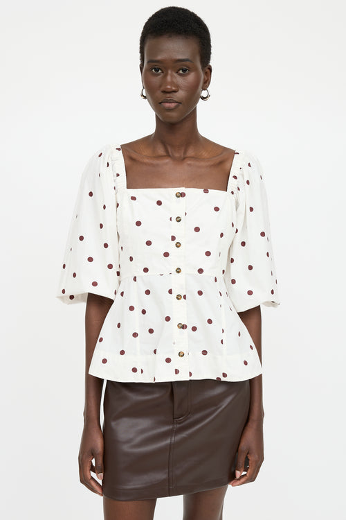 Ganni Polka Dot Button Up Top