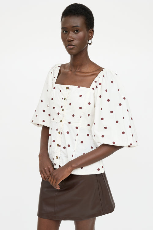 Ganni Polka Dot Button Up Top
