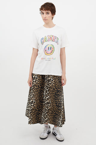 Ganni White & Multicolour Have A Nice Day T-Shirt