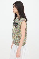 Ganni White & Multicolour Knit Logo Vest