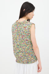 Ganni White & Multicolour Knit Logo Vest